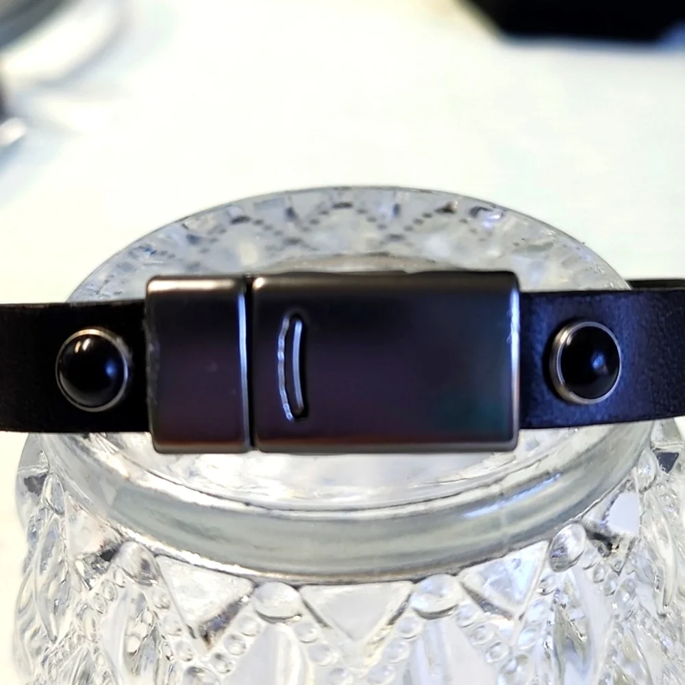 **PRICE DROP**Black Studded Black Genuine Leather Bracelet!